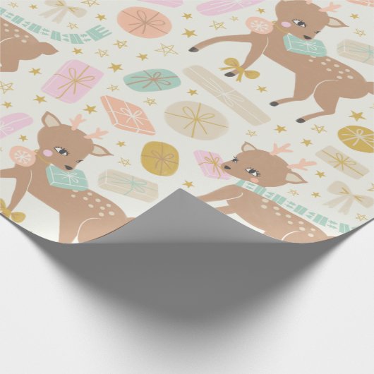 ヴィンテージクリームクリスマストインデアイラストレーション ラッピングペーパー (角)