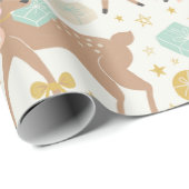 ヴィンテージクリームクリスマストインデアイラストレーション ラッピングペーパー (ロールコーナー)