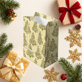 ヴィンテージクリームスクリプトツリーホリデイ ミディアムペーパーバッグ