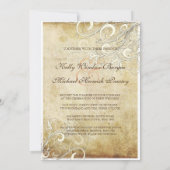 ヴィンテージクリームスワール/ルクセシャンパンきらめく紙 招待状 (裏面)