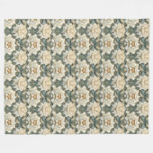 ヴィンテージクリームセージグリーンフローラフリースブランケット フリースブランケット (正面(横))