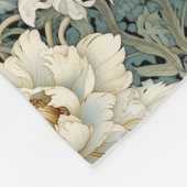 ヴィンテージクリームセージグリーンフローラフリースブランケット フリースブランケット (角)