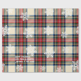 ヴィンテージクリームタータン スノーフレーク クリスマスパーソナルギフト ラッピングペーパー