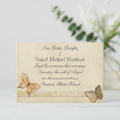 ヴィンテージクリームバタフライウェディングアナウンスメント 案内状 (スタンド正面)