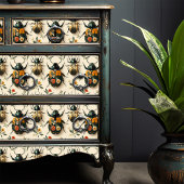 ヴィンテージクリームフローラカブトムシの切り離しアップサイクル 薄葉紙