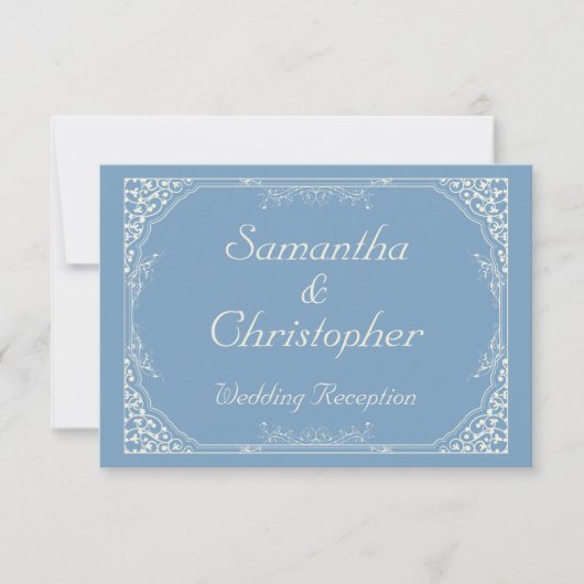 ヴィンテージクリームフローラフレーム(青披露宴カード) 招待状 (正面)
