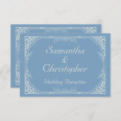 ヴィンテージクリームフローラフレーム(青披露宴カード) 招待状 (正面/裏面)