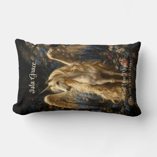 ヴィンテージクリームペガサスユニコーンワールドランドファンタジー ランバークッション (正面)