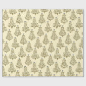 ヴィンテージクリームホリデーツリースクリプト ラッピングペーパー (フラット)