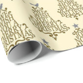 ヴィンテージクリームホリデーツリースクリプト ラッピングペーパー (ロールコーナー)