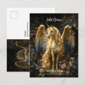 ヴィンテージクリームユニコーンペガサス フローラルファンタジー ポストカード (正面/裏面)