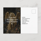 ヴィンテージクリームユニコーンペガサス フローラルファンタジー ポストカード (裏面)