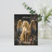 ヴィンテージクリームユニコーンペガサス フローラルファンタジー ポストカード (スタンド正面)