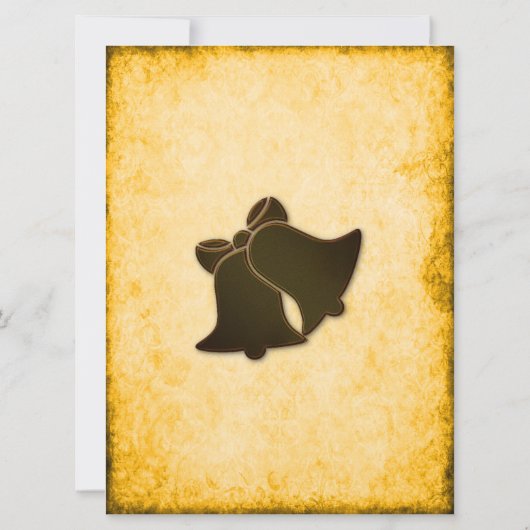 ヴィンテージクリームリボンおよび金ゴールド結婚式招待状 招待状 (裏面)