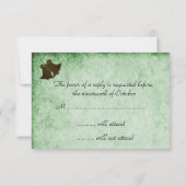 ヴィンテージクリームリボンとグリーンウェディングRSVP 出欠カード (裏面)