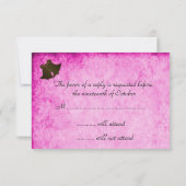 ヴィンテージクリームリボンとピンクウェディングRSVP 出欠カード (裏面)