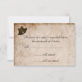 ヴィンテージクリームリボンとブラウンウェディングRSVP 出欠カード (裏面)