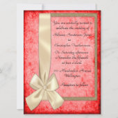 ヴィンテージクリームリボンと赤結婚式招待状 招待状 (正面)