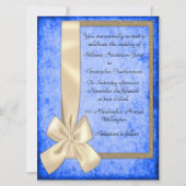 ヴィンテージクリームリボンの青結婚式招待状 招待状 (正面)