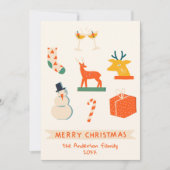 ヴィンテージクリームレッドイラストクリスマス非写真 シーズンカード (正面)