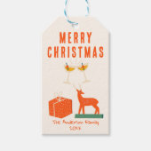 ヴィンテージクリームレッドクリスマスファンキーおもしろいレトロ ギフトタグ (正面)