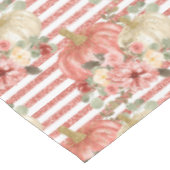 ヴィンテージクリームレッドグリッターストライプフローラパンプキン テーブルクロス (アングル)