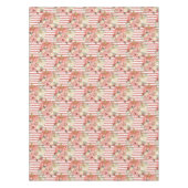 ヴィンテージクリームレッドグリッターストライプフローラパンプキン テーブルクロス (正面)