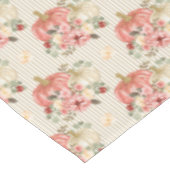 ヴィンテージクリームレッドパンプキンオータムストライプ秋 テーブルクロス (アングル)