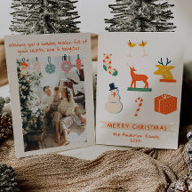 ヴィンテージクリームレッド図解入りの、写真付きのクリスマスレトロおもしろい