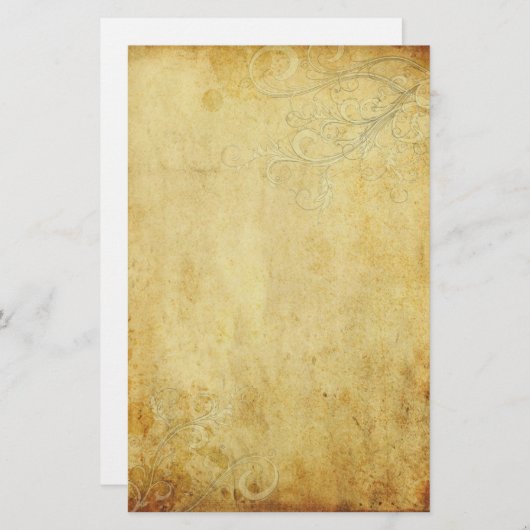 ヴィンテージクリーム結婚渦の羊皮紙 便箋 (正面/裏面)