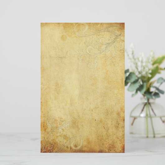 ヴィンテージクリーム結婚渦の羊皮紙 便箋 (スタンド正面)