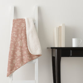 ヴィンテージクリーム花模様エレガント- Romantic シェルパブランケット