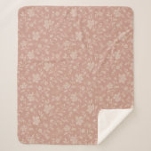 ヴィンテージクリーム花模様エレガント- Romantic シェルパブランケット (正面)