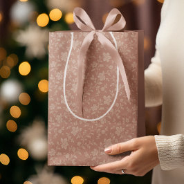 ヴィンテージクリーム花模様エレガント- Romantic ミディアムペーパーバッグ