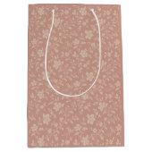 ヴィンテージクリーム花模様エレガント- Romantic ミディアムペーパーバッグ (正面)