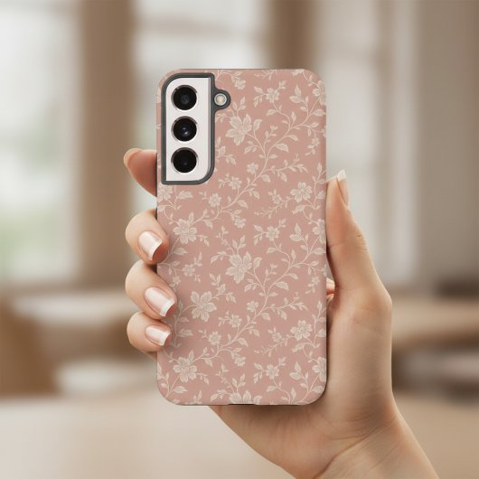 ヴィンテージクリーム花模様エレガント- Romantic Samsung Galaxyケース