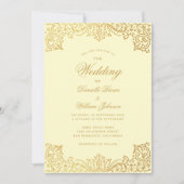 ヴィンテージクリーム金ゴールド書道エレガントな結婚式 招待状 (正面)