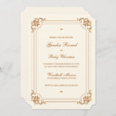 ヴィンテージクリーム銅フレームエレガントジェンダーの表示 招待状 (正面/裏面)