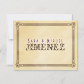 ヴィンテージクリーム&ブラウンポスターウェディングRSVP 出欠カード (裏面)