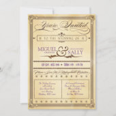 ヴィンテージクリーム&ブラウンポスター結婚式招待状 招待状 (正面)