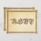 ヴィンテージクリーム&ブラウンポスターRSVPと食事の選択 インビテーションポストカード (正面/裏面)