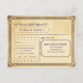 ヴィンテージクリーム&ブラウンポスターRSVPと食事の選択 インビテーションポストカード (裏面)