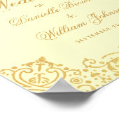 ヴィンテージクリーム&金ゴールドアンティーク結婚のウェルカムサイン ポスター (角)