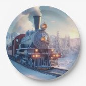 ヴィンテージクリ表現スマスin雪のホリデーアート ペーパープレート (正面)