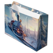 ヴィンテージクリ表現スマスin雪のホリデーアート ラージペーパーバッグ (正面アングル)