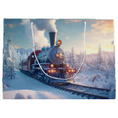 ヴィンテージクリ表現スマスin雪のホリデーアート ラージペーパーバッグ (裏面)