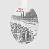 ヴィンテージクルーの漕ぎ手が多くの観客と競走 オーナメント (正面)