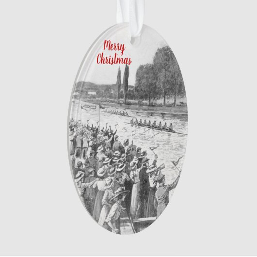 ヴィンテージクルーの漕ぎ手が多くの観客と競走 オーナメント (正面)