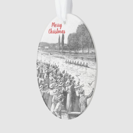 ヴィンテージクルーの漕ぎ手が多くの観客と競走 オーナメント (正面)