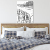 ヴィンテージクルーの漕ぎ手が多くの観客と競走 キャンバスプリント (インサイチュ (寝室))